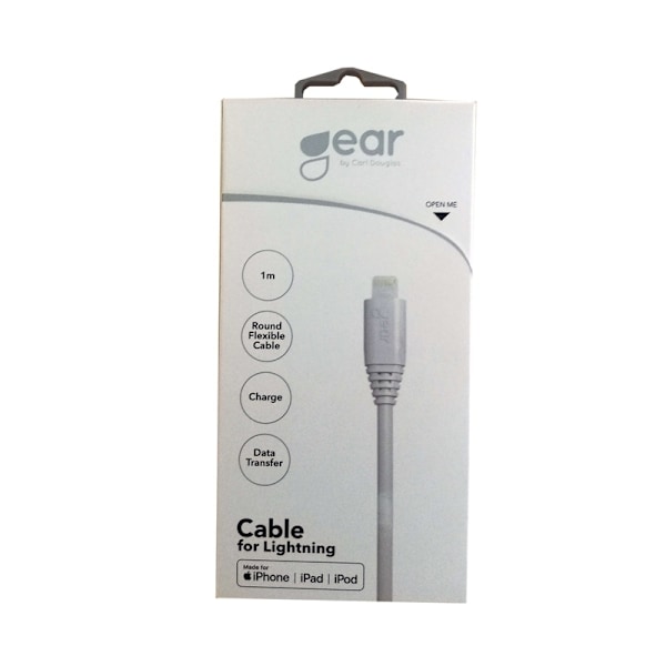 GEAR Rund Laddkabel Lightning till USB-A 1m Vit MFI