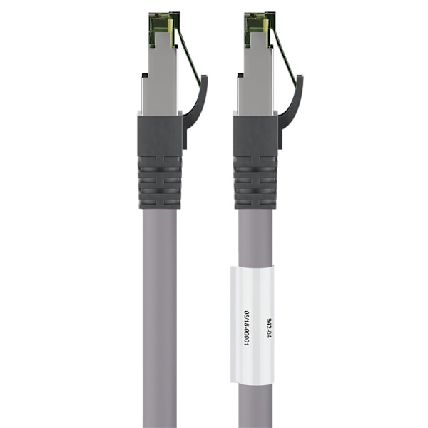 Goobay CAT 8.1 Patchkabel, S/FTP (PiMF), grå 99,9 % syrefri kopparledare (OFC), AWG 24, halogenfri kabelhölje (LSZH)
