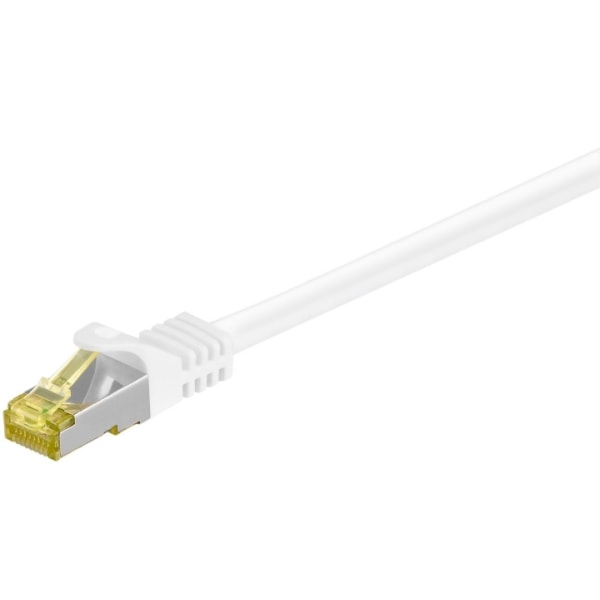 Goobay RJ45 netværkskabel S/FTP (PiMF), 500 MHz, med CAT 7 råkabel, hvid, 20 m LSZH halogenfri kabelkappe, kobber, RJ45-hanstik (CAT 6A)