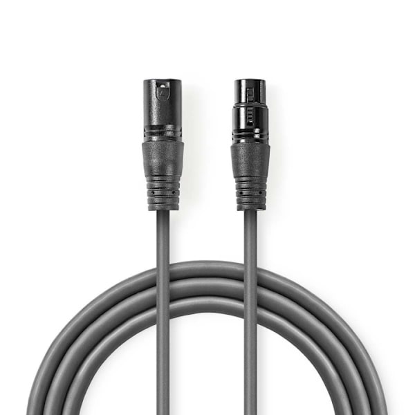 Nedis DMX sovitinkaapeli | XLR 3-Pin uros | XLR 3-Pin naaras | Niklattu | 0.50 m | Pyöreä | PVC | Tummanharmaa | Pahvikotelo