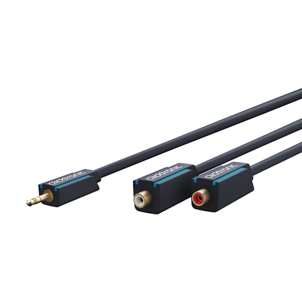 ClickTronic 3,5 mm AUX till RCA-adapterkabel, stereo Premiumkabel | 2x cinchjack  1x 3,5 mm jackplugg | 0,1 m | OFC innerledare