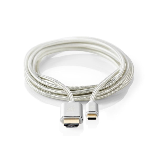 Nedis USB-C™ Sovitin | USB 3.2 Gen 1 | USB-C™ Uros | HDMI™ liitin | 4K@60Hz | 18 Gbps | 2.00 m | Pyöreä | Kullattu | Nailon / Punottu | Alumiini | Laa
