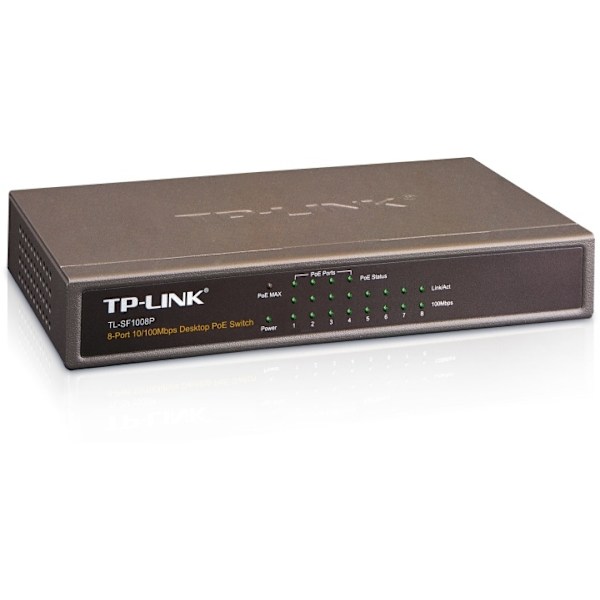 TP-LINK, Nätverksswitch (TL-SF1008P) Svart