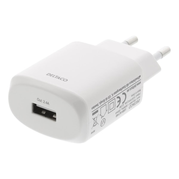 DELTACO USB wall charger, 2,4 A, 10 pcs, bulk