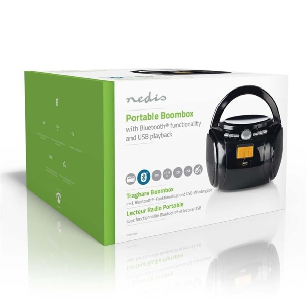 Nedis CD-spelare Boombox | Batteridriven / Strömadapter | Stereo