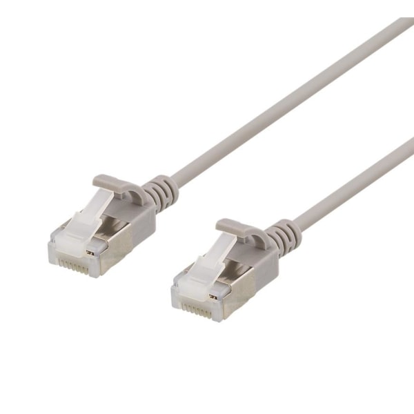 DELTACO U/FTP Cat6a patchkabel, slim, 3,8mm i diameter, 1m, grå