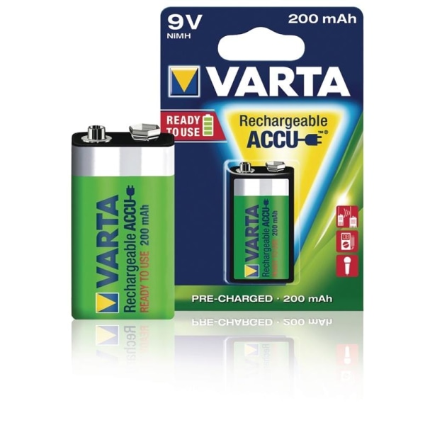 Varta Genopladelige Ni-MH batteri E-Block | 9 V DC | 200 mAh | Forudladet | 1-Blister | 6HR61 | Grøn / Gul