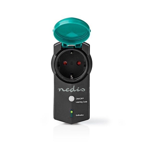 Nedis RF-Pistoke | Mesh / 433 MHz | IP44 | 3680 W | Maadoitettu virtaliitin / Tyyppi F (CEE 7/7) | -20 - 50 °C | Musta / Vihreä