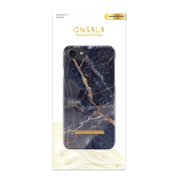 Onsala COLLECTION Mobilskal Shine Grey Marble iPhone 6/7/8/SE Svart