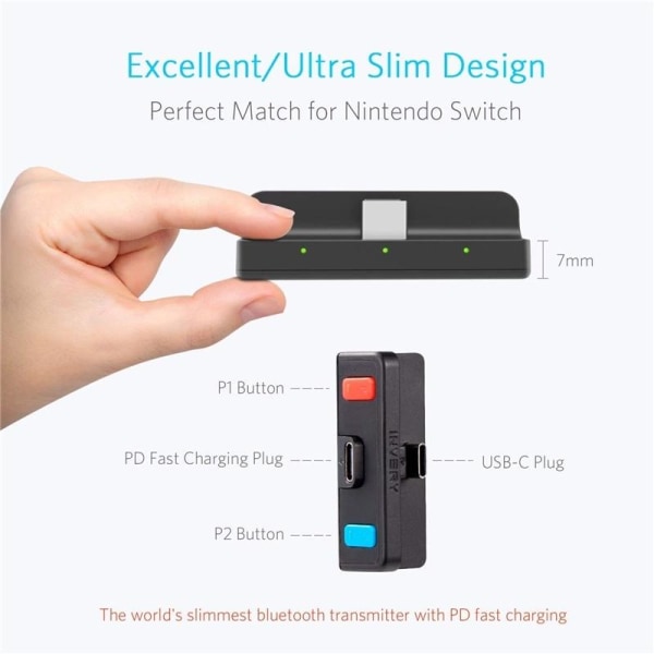 Invery Bluetooth Ljudsändare till Nintendo Switch