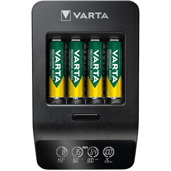 Varta LCD Smart Charger+ (typ 57684) inkl. 4x AA 2100 mAh laddar upp till 4x AA-batterier eller AAA-batterier (NiMH) samtidigt