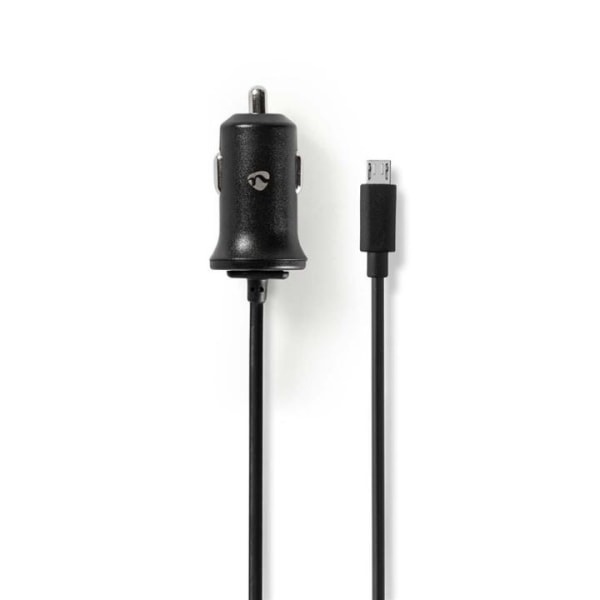 Billaddare | 2.4 A | Fast kabel | Micro USB | Svart