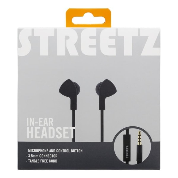 STREETZ In-ear hörlurar med mikrofon, media/svarsknapp, 3.5 mm, Svart