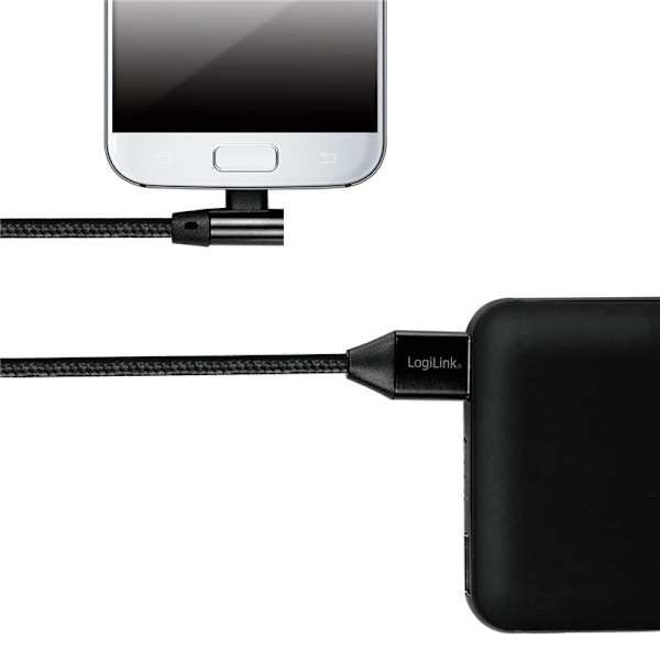 LogiLink Vinklad MicroUSB-kabel USB 2.0 15W 1m