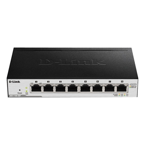 D-Link 8-Port PoE Gigabit Smart Managed Switch, Fanless Design musta