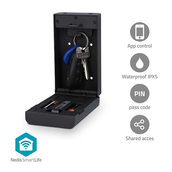 Nedis SmartLife nyckellåda | Key Safe | Bluetooth® | Utomhus | Nyckelhål | IPX5 | Svart