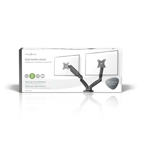 Nedis Monitorin Pöytäteline | Kaasujousi | 2 Näyttöä | 15 - 32 " | 75x75 / 100x100 | Täysin Säädettävä