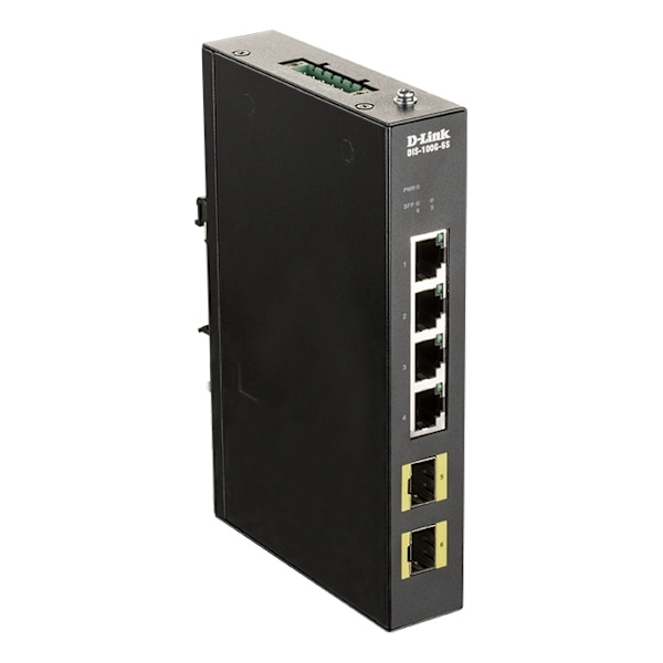 D-Link 4-port Gigabit Industrial Switch including 2 x 100/1000M SFP Sort