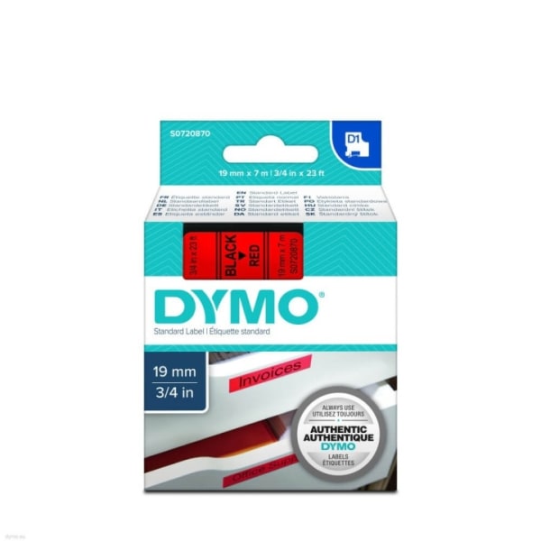 DYMO Färgband S0720870 45807 19mm Svart på Röd