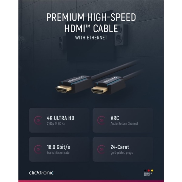 ClickTronic Premium High Speed HDMI™-kabel med Ethernet Premium