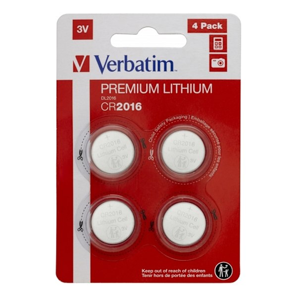 Verbatim LITHIUM BATTERY CR2016 3V 4 PACK