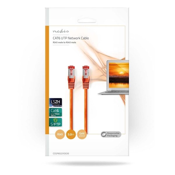 Nedis CAT6 Nätverkskabel | RJ45 hane | RJ45 hane | S/FTP | 5.00 m | Rund | LSZH | Orange | Kuvert