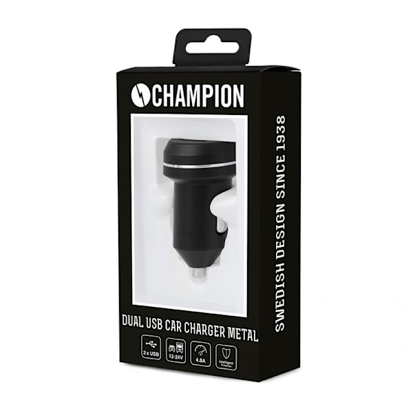 Champion Billaddare 24W 2-Port Svart