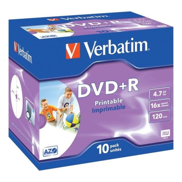 Verbatim DVD+R, 16x, 4,7 GB/120 min,10-pack jewel case, AZO, pri