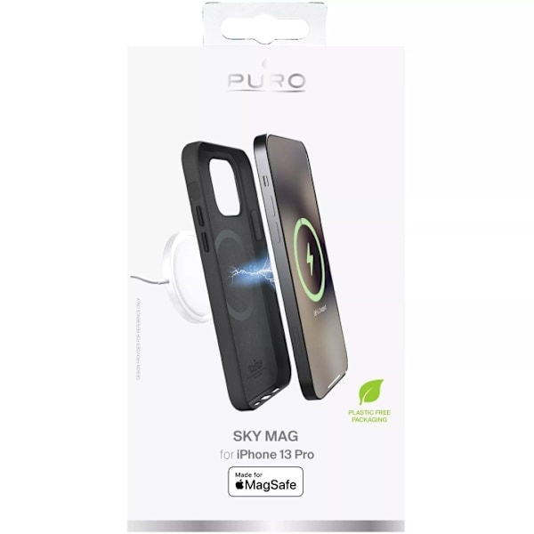 Puro iPhone 13 Pro SKYMAG Cover Leather Look, Black Svart