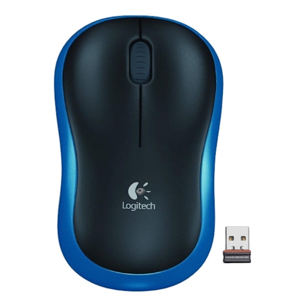 Logitech Wireless Mouse M185 - BLUE Sort, Blå