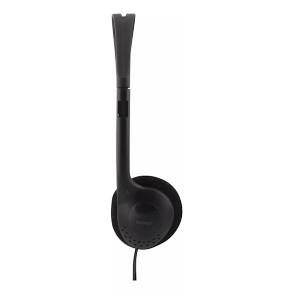 DELTACO hörlur med volymkontroll, 2,2m kabel (HL-27) Svart