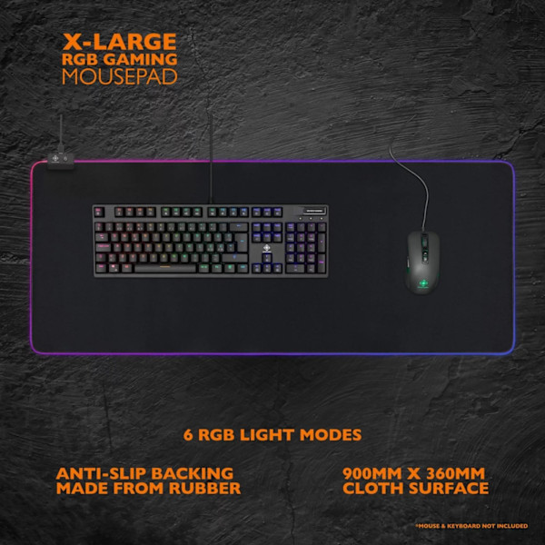 DELTACO GAMING RGB Mousepad, 90x36cm, 6xRGB modes, 7xStatic modes, bla