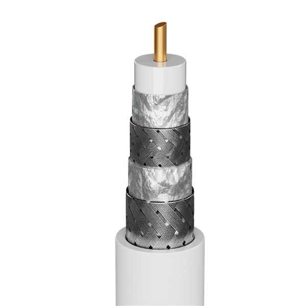 Goobay TV-antennkabel (135 dB), 4x skärmad guldpläterad, koaxial-uttag > koaxial-plugg, 1 m