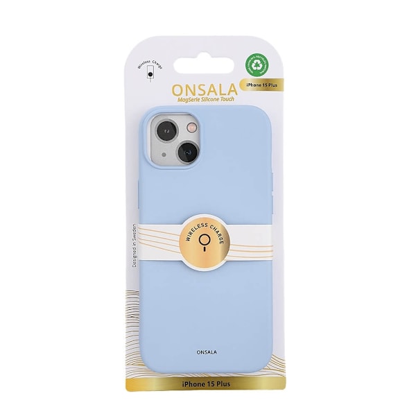 Onsala Back Sil Touch Recycled MagSerie iPhone 15 Plus Light Blue Blå