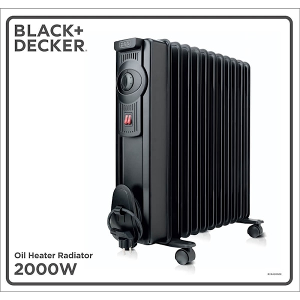 BLACK+DECKER Oil Heater 2000W Black