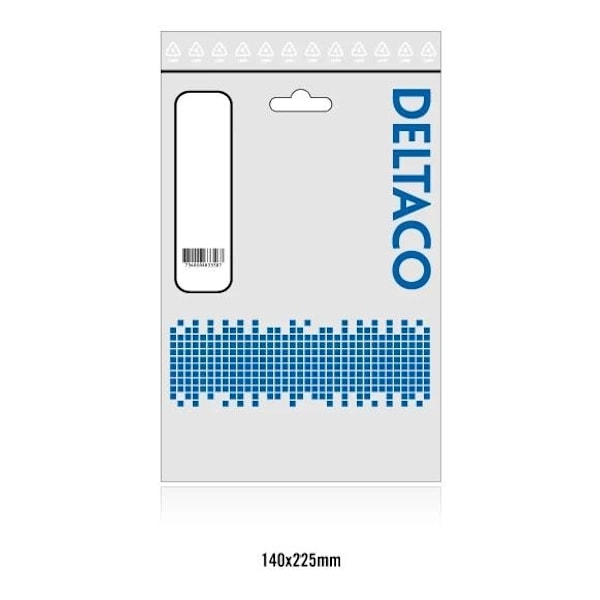 DELTACO, USB 2.0 kabel, USB-A han - USB-C han, 0.25m, hvid