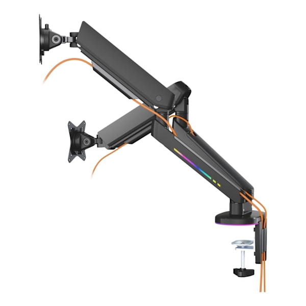 DELTACO GAMING Premium RGB Dual monitor arm, remote controller, black