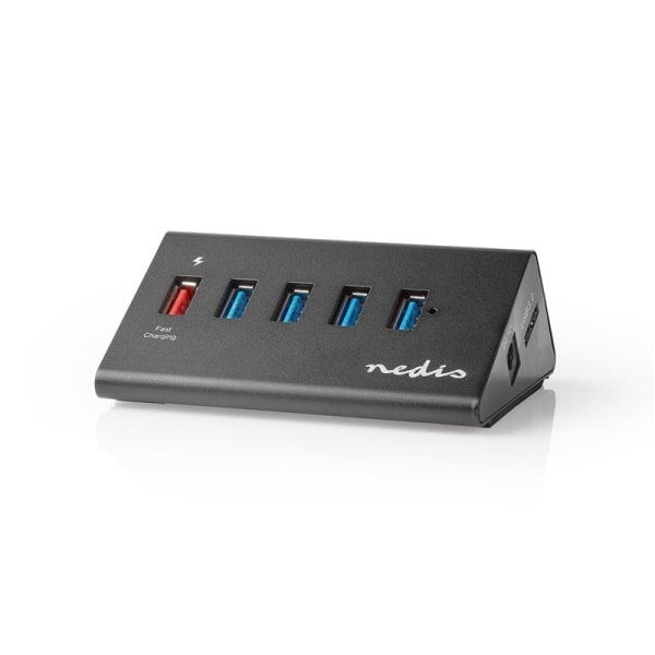 Nedis USB-keskitin | USB Micro-B Naaras | USB-A Naaras | 5-Porttinen port(s) | QC3.0 / USB 3.2 Gen 1 | USB Virta / Verkkovirtakäyttöinen | 5 Gbps | 5x