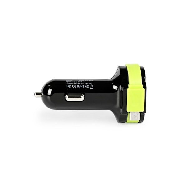 Sweex Billaddare 3-Utgångar 6 A 2 x USB / Micro USB Svart/Grön