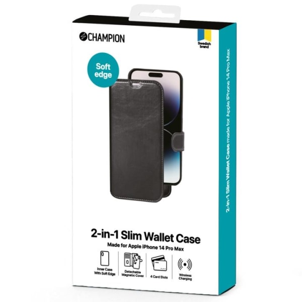 Champion 2-in-1 Slim wallet iPhone 14 Pro Max Svart