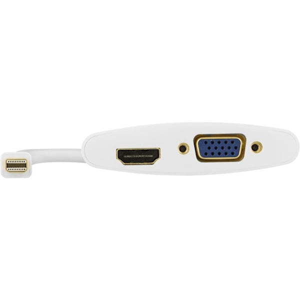 DELTACO mini DisplayPort till HDMI och VGA-adapter, 0,25m, vit (DP-HDMIVGA1-K)