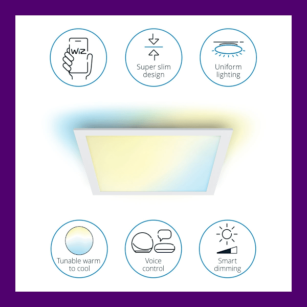 WiZ WiFi Panel Square 12W 1000ml Varm-kallvit Vit