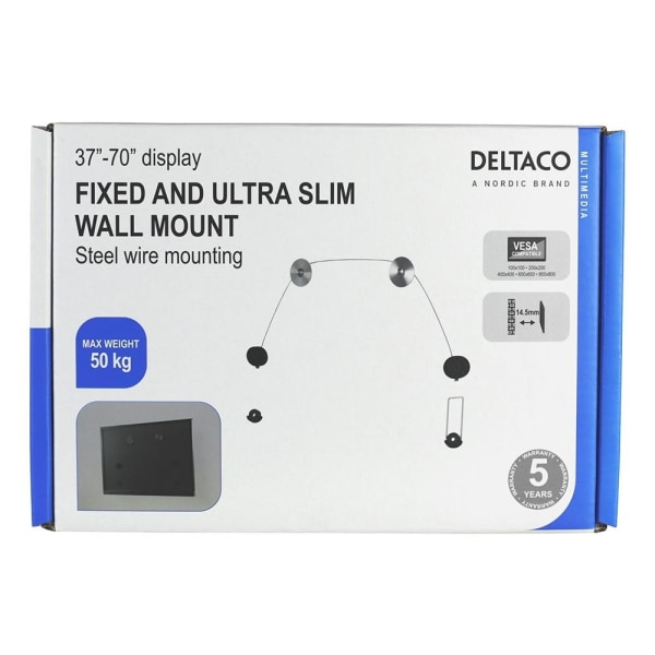 DELTACO, ultra-slim picture wall, 37"-70", 50kg, 100x100-800x800