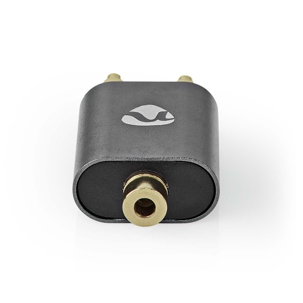 Nedis Stereo Audio Adapter | 2x RCA Hane | 3.5 mm Hona | Guldplaterad | Rak | Aluminium | Grått Med Metall | 1 st. | Kartong med täckt fönster