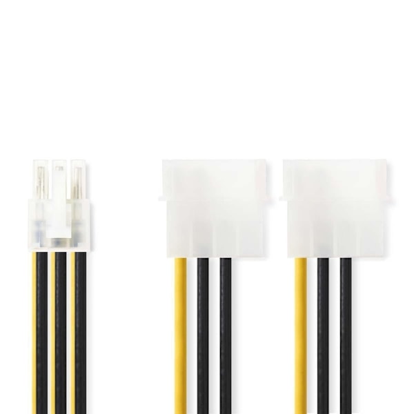 Nedis Sisäinen Virtakaapeli | 2x Molex uros | PCI Express naaras | Kullattu | 0.20 m | Pyöreä | PVC | Keltainen / Musta | Muovipussi