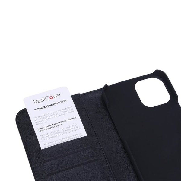 RADICOVER Strålingsbeskyttende Wallet PU iPhone 12 Pro Max Flipc Svart