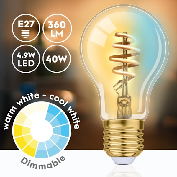 Alpina WiFi Smart E27 LED Varm/Kall Vit 4,9W