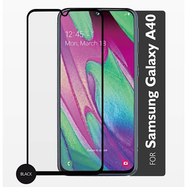 GEAR Hærdet Glas 3D Full Cover Sort Samsung A40 Transparent