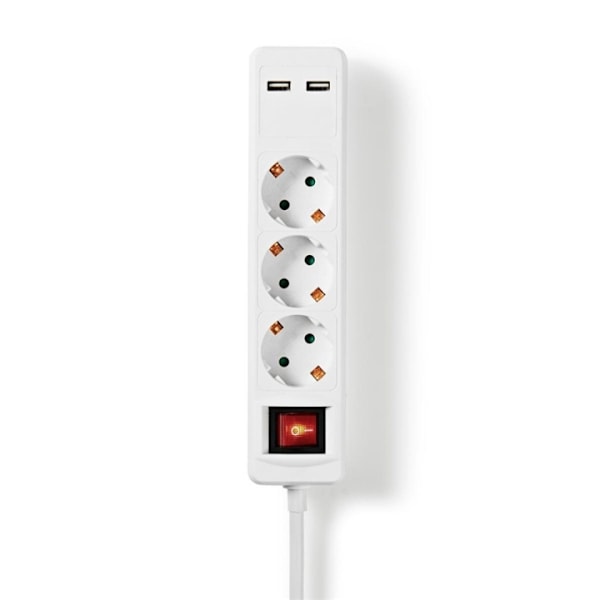 Nedis Udvidelse Socket | Stikprop med sidebens jord / Type F (CEE 7/7) | 3-vejs | 1.50 m | 3680 W | 16 A | Slags jordforbindelse: Sidekontakter | 230