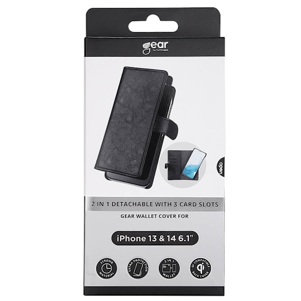 GEAR Wallet 2-i-1 Sort - iPhone 13/14 Svart